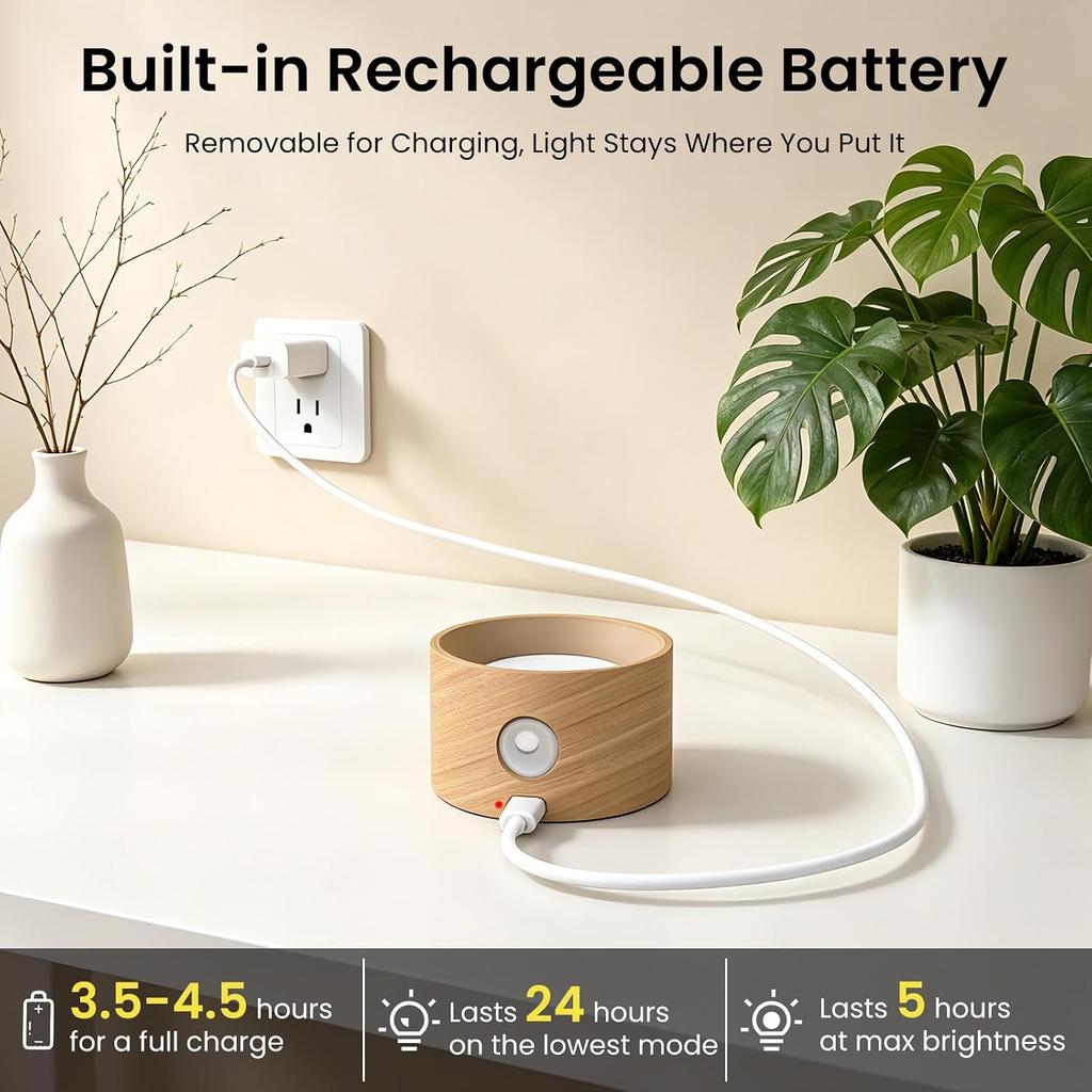 Koopala LED Sconces, Wall Mounted Lamps with Rechargeable Battery Operated USB Port 3 Color Temperatures & 3 Brightness Levels 360°Rotate Magnetic