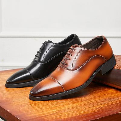 Zapatos de cuero para hombre Zapatos elegantes de negocios para hombre Zapatos formales de suela blanda con cordones y punta puntiaguda