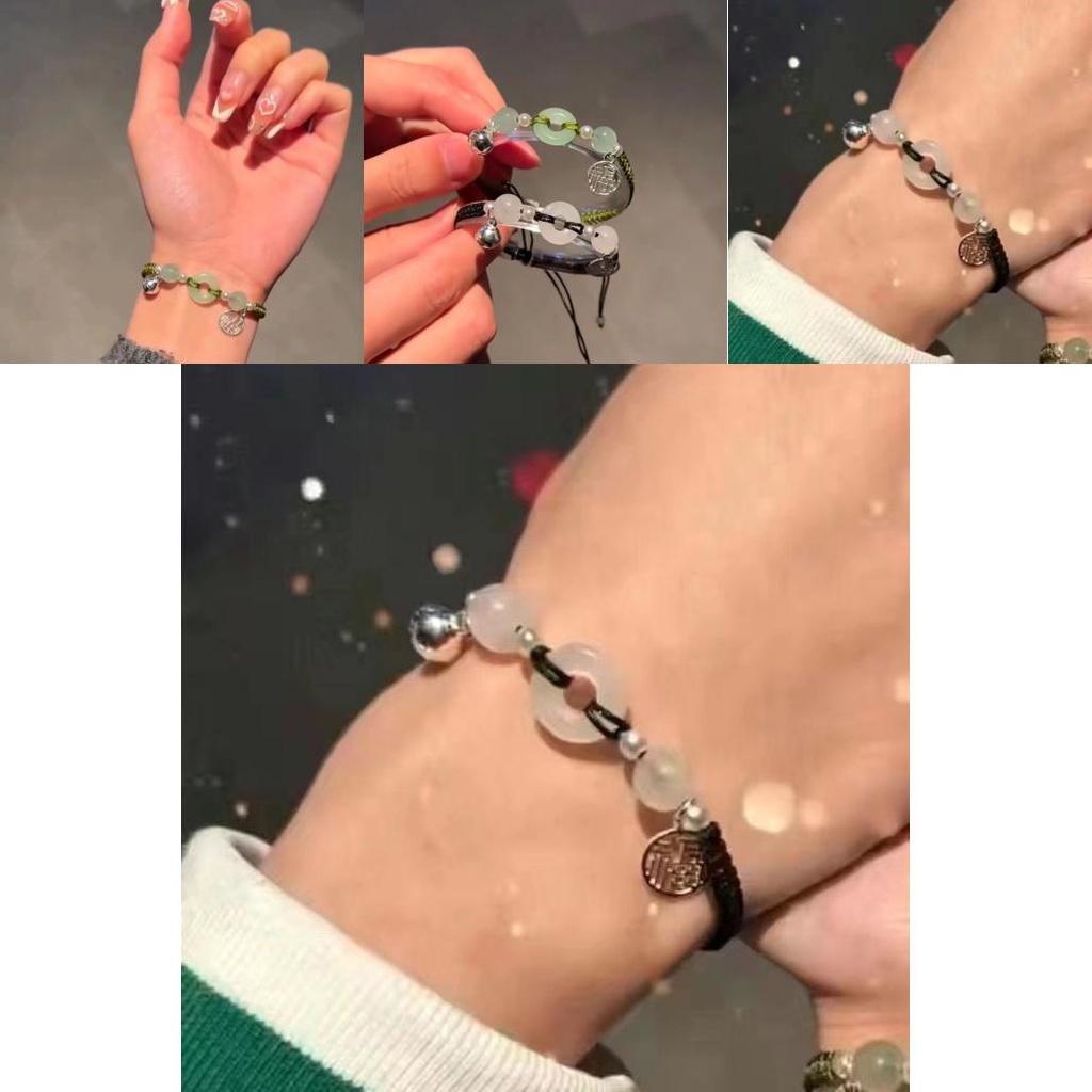 High-quality Double Braided Lucky Bell Safety Buckle Bracelet With Chinese Character Pendant Perfect Gift For Girlfriend