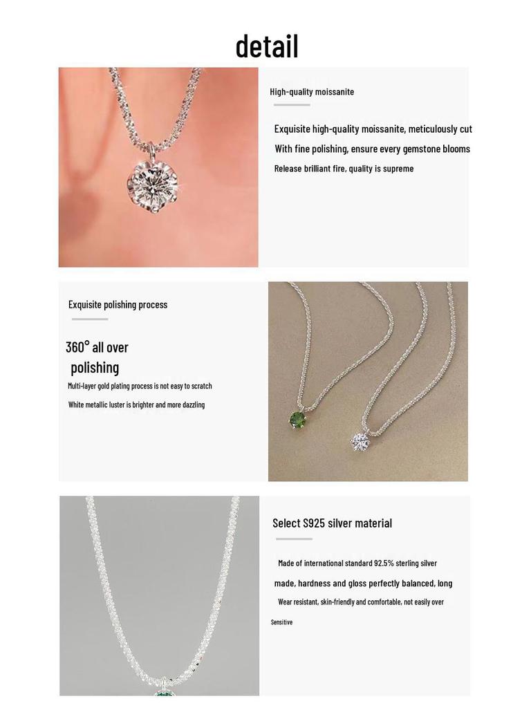 S925 Sterling Silver Moissanite Star Necklace - Luxurious, Niche Design with Shimmering Cauliflower Pattern