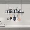 Black 12-Hook Overhead Pot and Pan Rack Organizer, Large 31.5 Inch Hanging Kitchen Utensils Storage for Home & Commercial Use