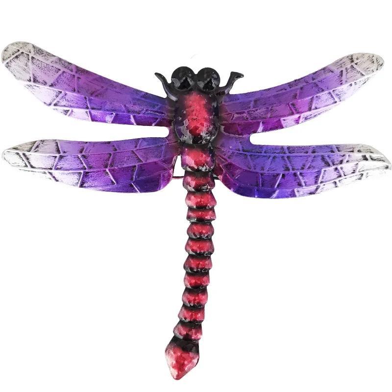 1 Pcs Outdoor Courtyard Garden Fence Iron Art Pendant Home Decoration Crafts Metal Dragonfly Wall Decoration