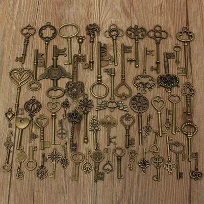 69pcs Antique Bronze Vintage Skeleton Keys Set DIY Handmade Accessories Necklace Pendants Jewelry Making Supplies
