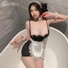 Beautiful yarn sex maid uniform hot hanging design lace maid outfit open crotch free sex underwear
