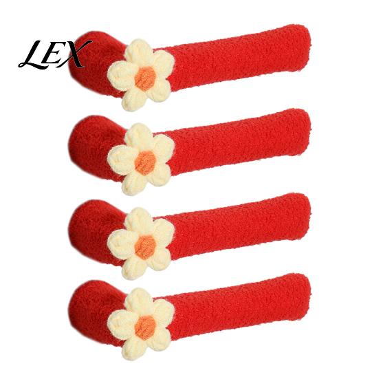 Door Handle Protector 2/4Pcs Flower Cover, Anti-collision Knob Protector, Anti-Static Bedroom Anti-Freeze Lever Sleeve for Home Office