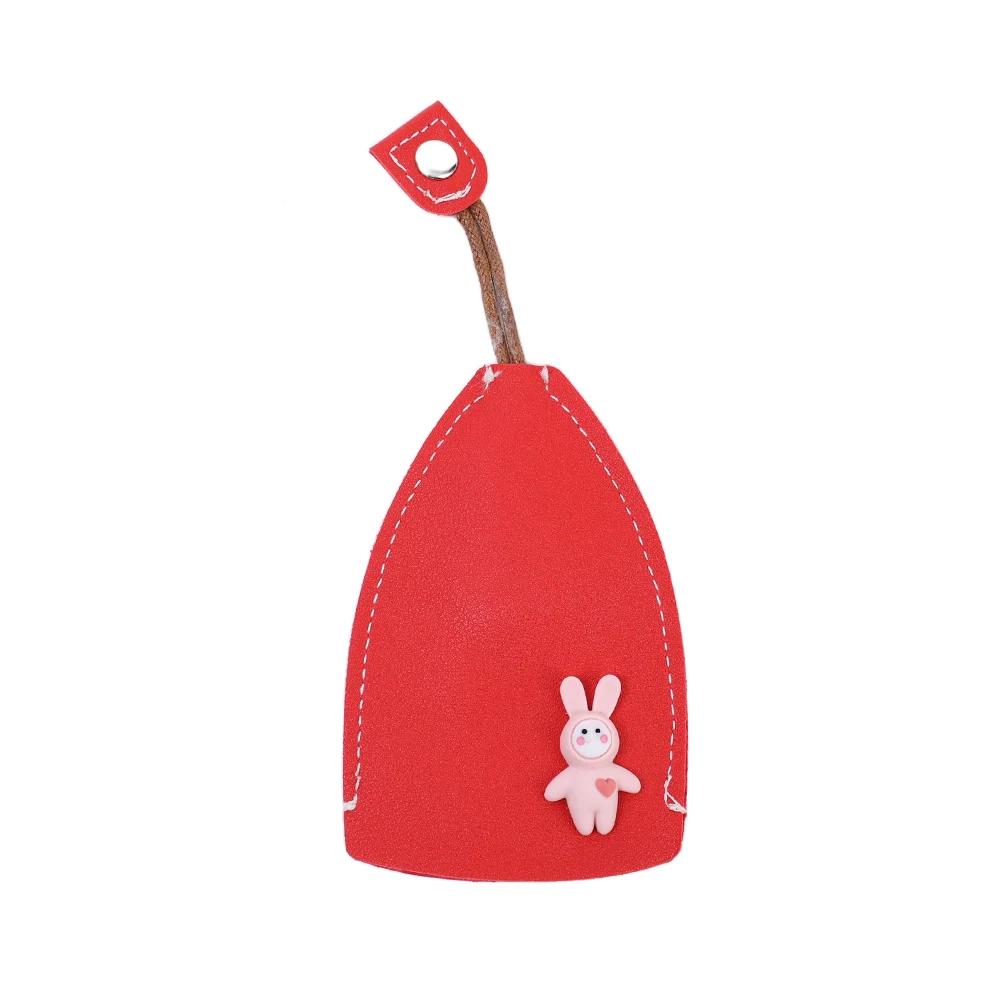 Pull Out Car Key Cover Cartoon Rabbit Unisex Keychain Pouch Automatic Big Capacity Key Housekeepers PU Leather Key Holder Case