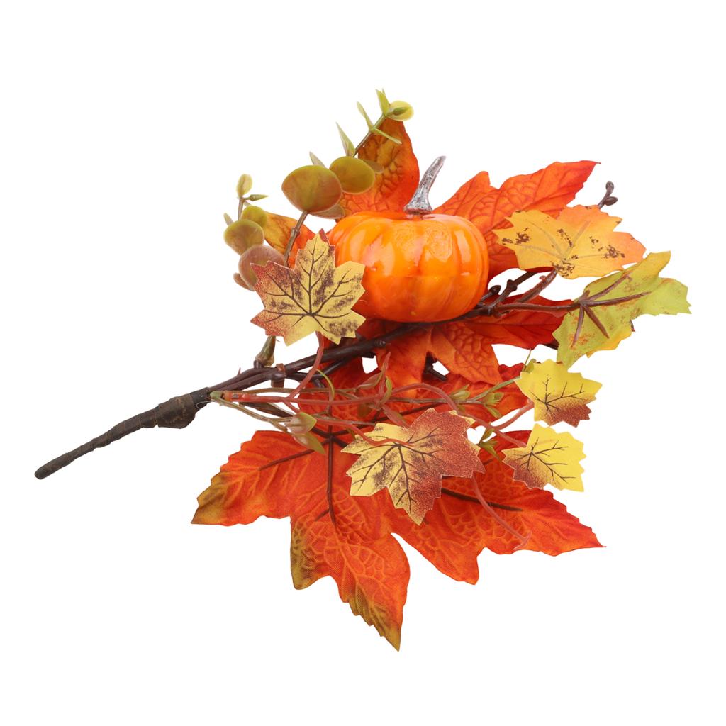 1Pc Artificial Leaves Branch Fake Fall Leaves Pumpkin Branches Maple Leaf Halloween Thanksgiving DIY Crafts Harvest Autumn Decor