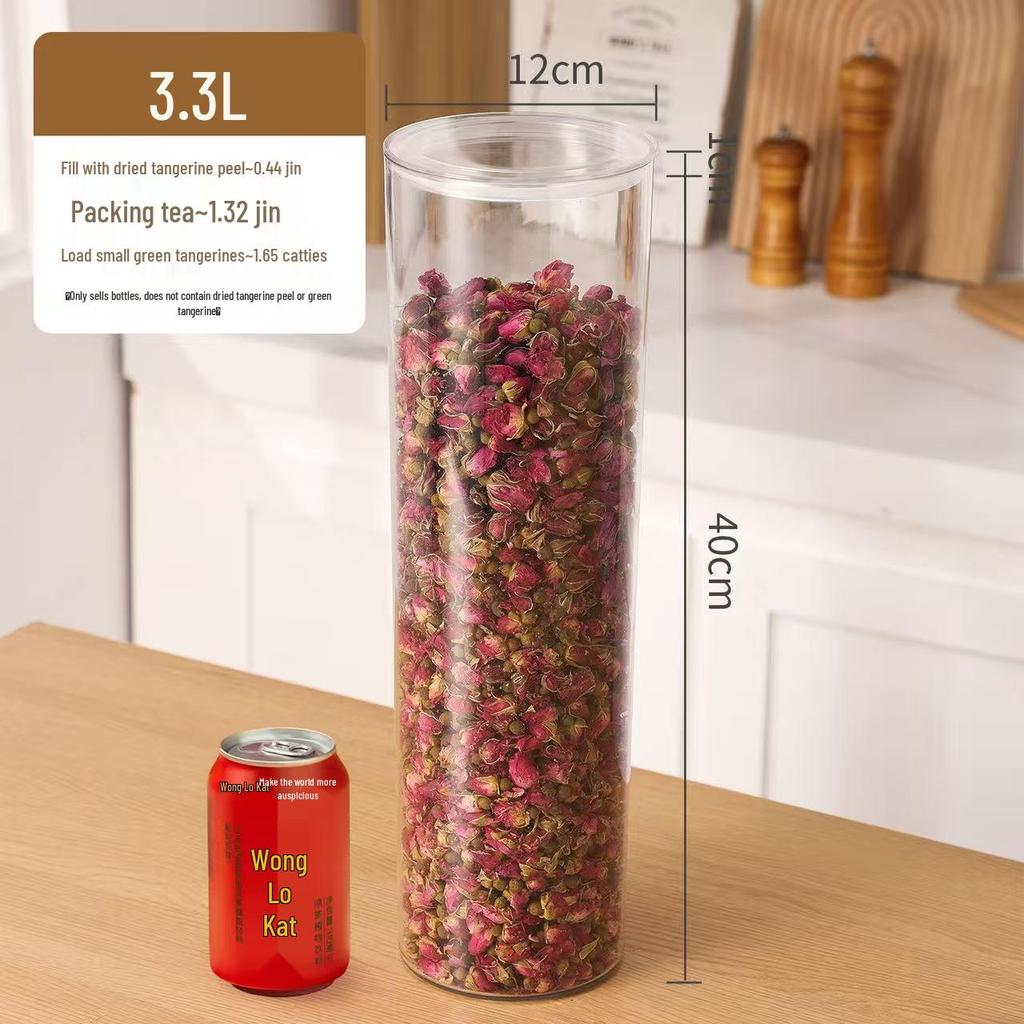 Large Capacity Food-Grade PET Storage Jar for Dried Tangerine Peel, Tea, and More.