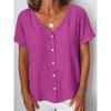 Blusas y Camisas Casuales de Moda para Mujer JPNTKY Estampado de Color Sólido Manga Corta Cuello en V