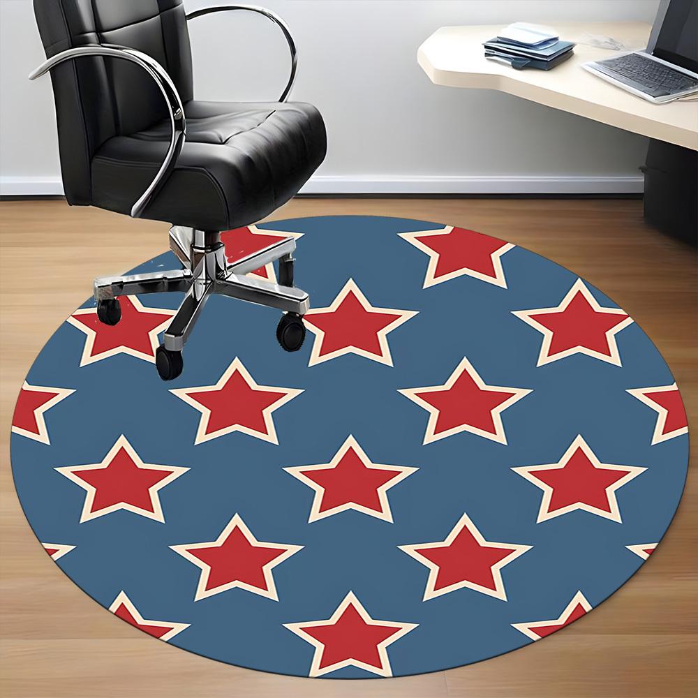 1pc Stars Circle Office Round Area Rug, Under Office Chairs Bedroom Living Room Home Decor, Room Deco