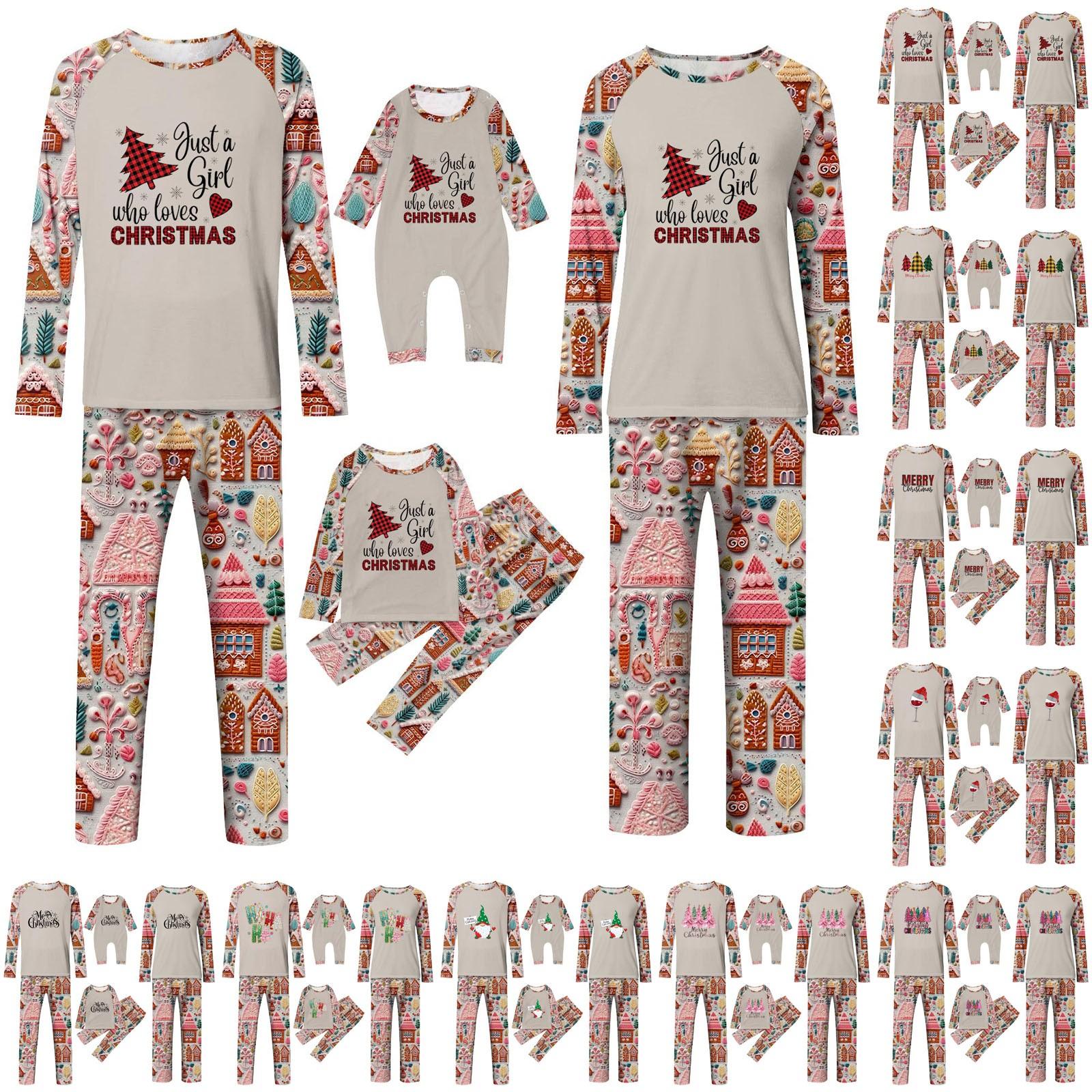 

Семейные рождественские пижамы, комплекты из клетчатой рубашки с длинными рукавами и брюк, праздничная домашняя одежда, пижамный комплект