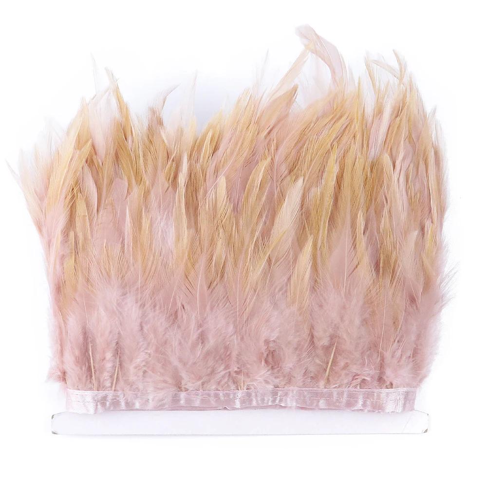 Bordo in Piume di Pollo Naturali 10-15 cm / 4-6 Pollici Piume di Fagiano Nastro Frangia per Cucito Costume Decorazione Piume Carnevale 10M