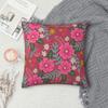 Pink Flower Meadow Pillowcase Polyester Linen Velvet Printed Zip Decor Pillow Case Room Cushion Cover