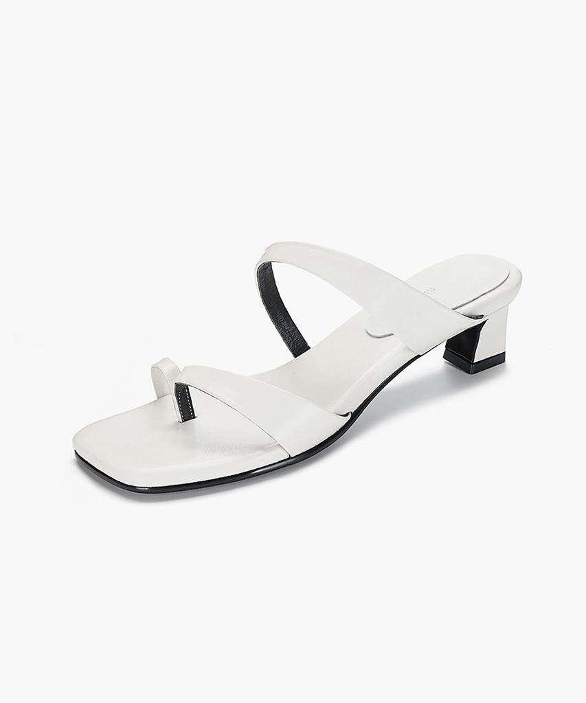 Recur Ecur Asymmetrical Detail Sandal Heels White 1284