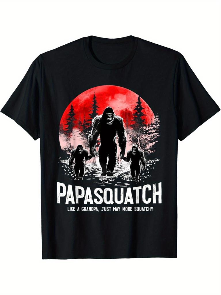 Papasquatch Like A Grandpa Just Way More Squatchy Funny PAPA Gift design100 cotton Oneck printed mens Tshirt