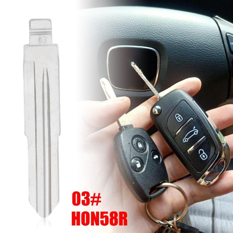 Pack of 10 #03 Metal Key Blank Universal for Vehicle Replacement Part HON58R Car Flip Remote Keys Blade Stable Performances