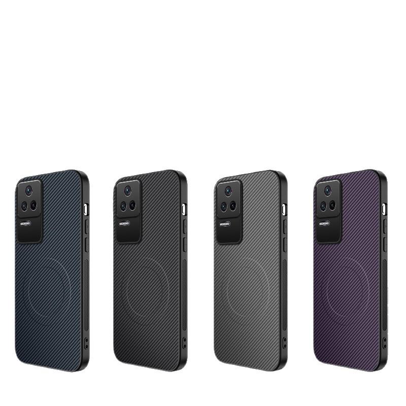 Xiaomi POCO F4 Carbon Fiber Leather Texture Magsafe Case - Full Coverage, Lens Protection, Anti-Drop