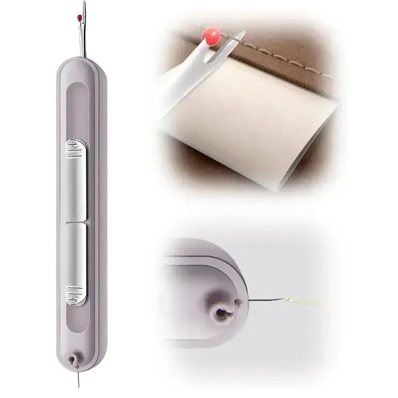 2 in 1 Easy Threader Sewing Needle Threading Tool for Elderly Multifunction Hand Sewing Tool with Built-in Thread Cutter Ripper