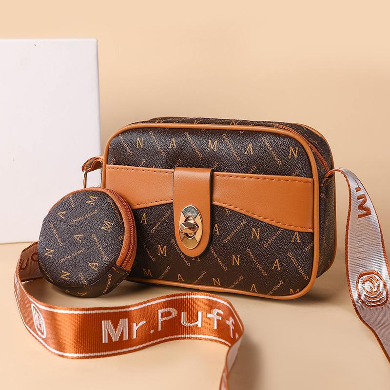 Spring and Summer Trendy Printed Retro Middle-aged Mom Bag, Single-shoulder Crossbody Bag, Women's Bag