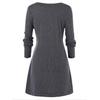 Plus Size Women  Long Sleeve Solid Botton Pachwork Asymmetric Tops Sweater