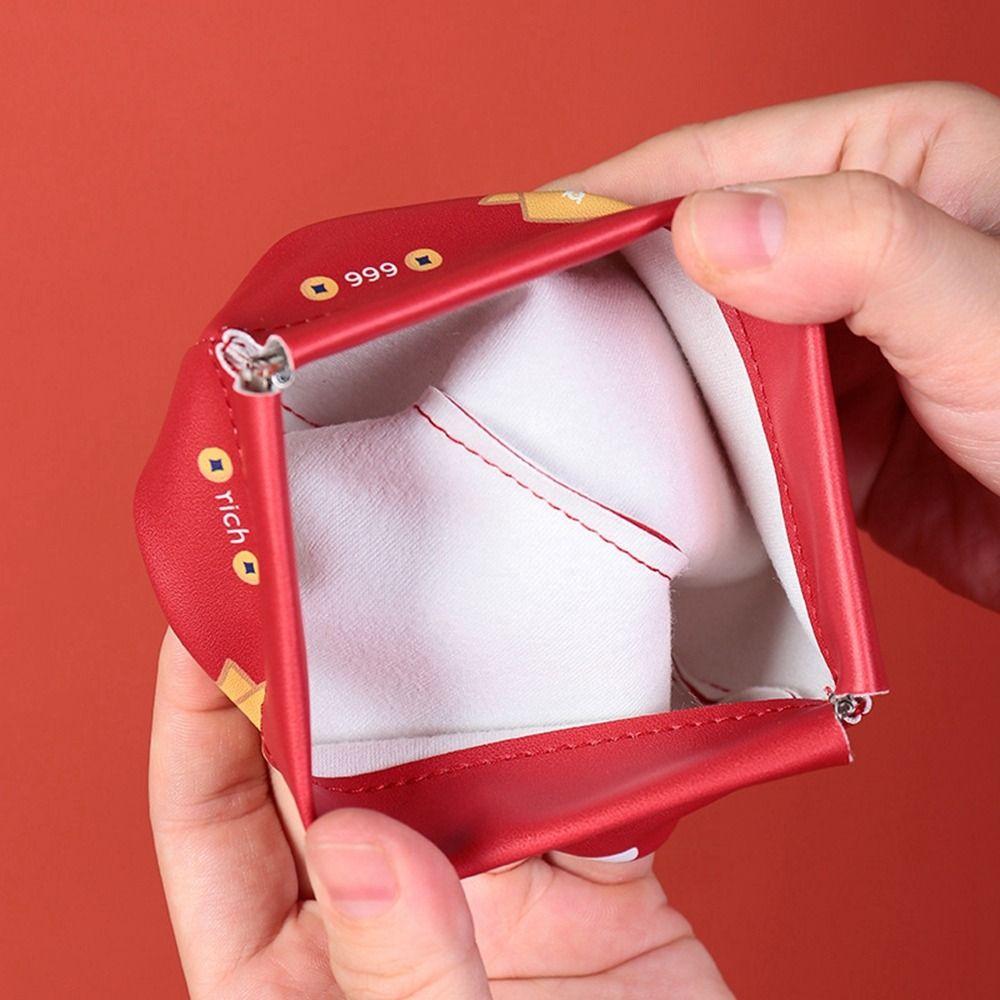 Printing Mini Cosmetic Bag New Year Red Glasses Bag Small Item Bag Lipstick Storage Bag  Girls