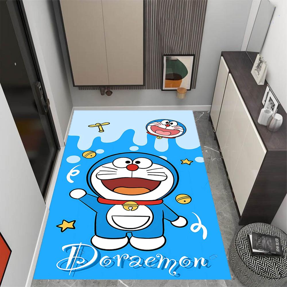 Doraemon Heart Adventure Themed Anti-Slip Rugs - Polyester Home Decor, Suitable for Bedrooms, Living Rooms, Doorways, Studios, and Decorations