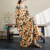 New Floral Vacation Style Travel Round Neck Vintage Long Flesh Covering Dresses