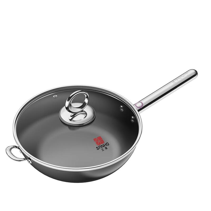 SANHO 34CM Titanium Alloy Low-Smoke Non-stick Wok