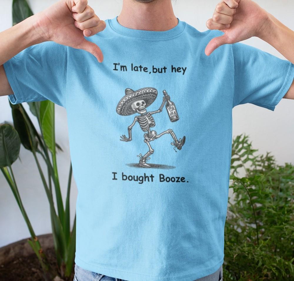 

Skeleton with Booze Shirt, Funny Halloween Shirt, Party Shirt, Spooky Skeleton 3XL