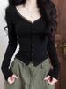 American Pure Desire V-Neck Long-Sleeved Cardigan Top, 2025 Autumn New Arrival, Women's Sexy Base Layer.