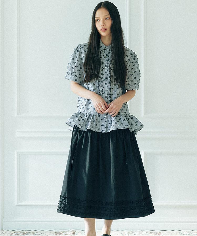 Cookies Vicky Frill Long Skirt_Black