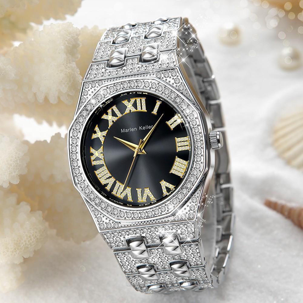 Luxury Full Diamond Men Watches Fashion Stainless Steel Strap Male Quartz Wristwatches