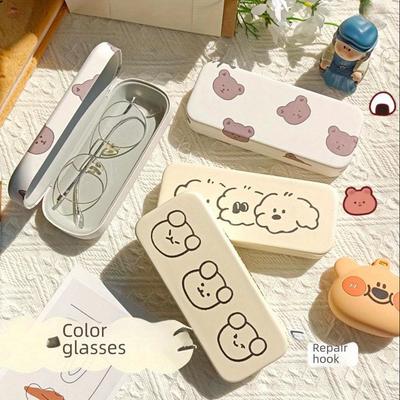 Karikatür Köpek Yavrusu Gözlük Kutusu Sevimli Hayvan Güneş Gözlüğü Okuma Gözlüğü Kutusu Tutucu Taşınabilir Gözlük Aksesuarı