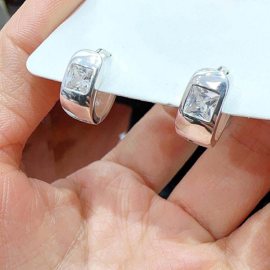 VENTFILLE 925 Sterling Silver Geometry Zircon Hoop Earring for Women Design Classic Office Jewelry Birthday Gift Dropshipping