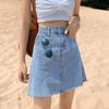 Denim Short Skirt Summer Women's Fashion Denim Three Piece Short Skirt High Waist Wrap Hip A-line Skirt