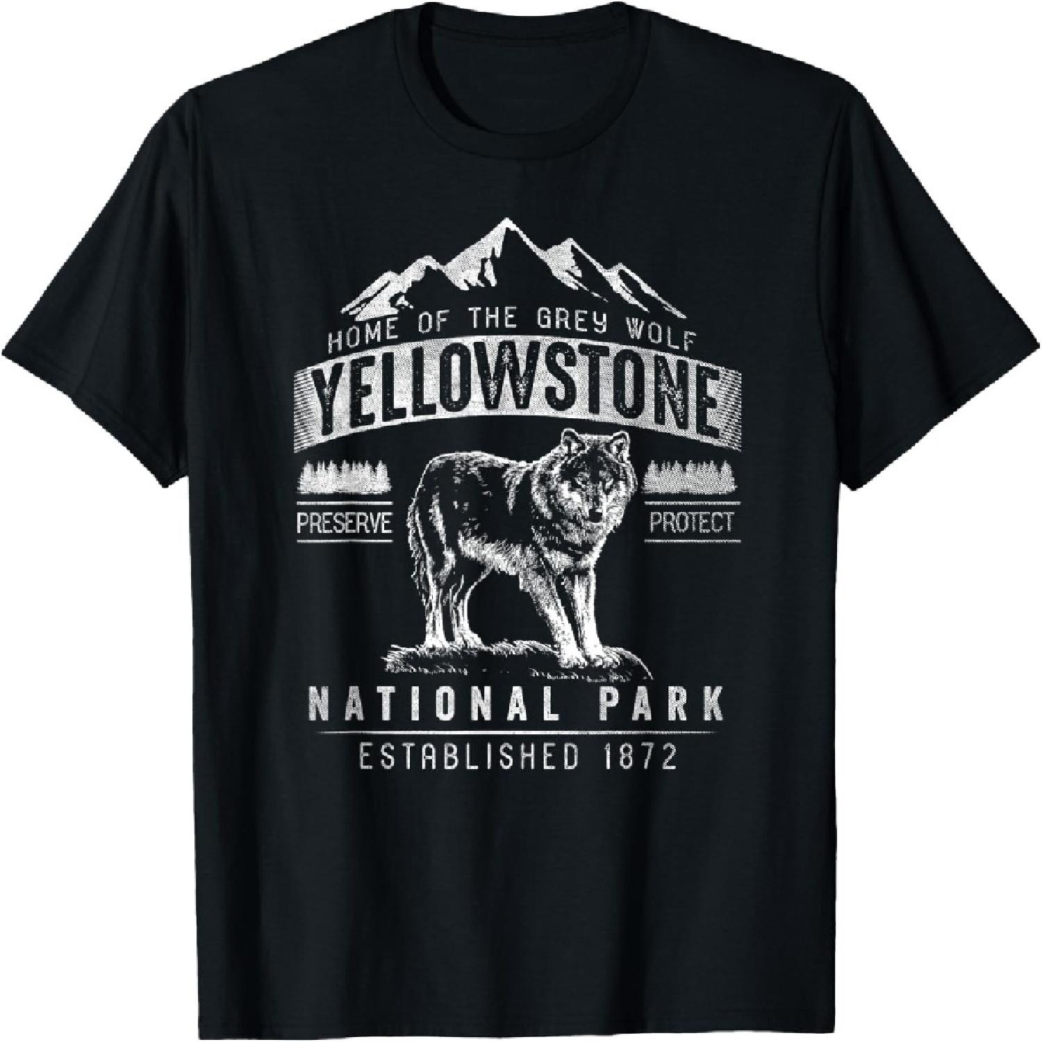 Vintage Grey Wolf Yellowstone National Park T-Shirt S