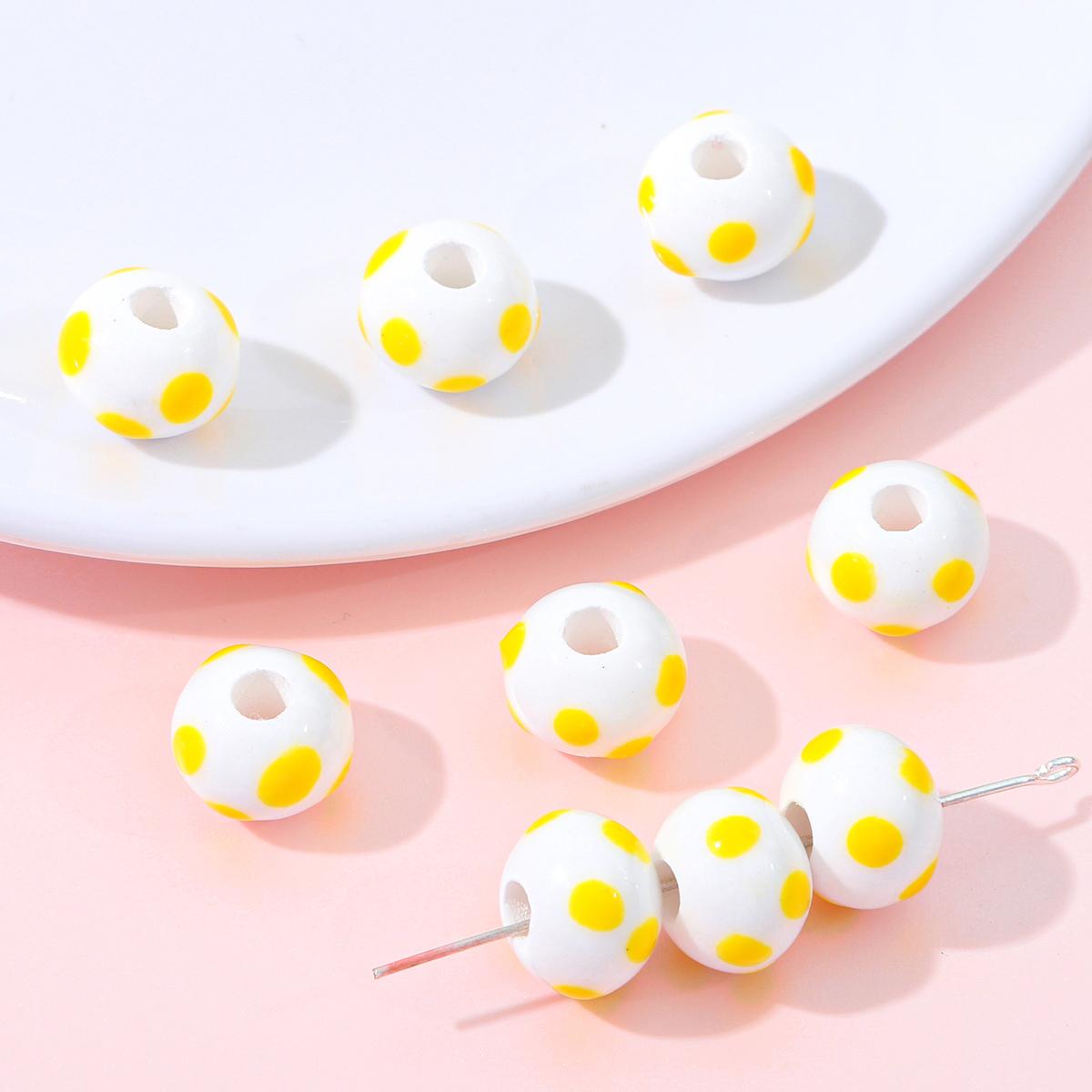 

2 шт. 12x9 мм керамические бусины ручной работы в круглые точки для самостоятельного изготовления ювелирных изделий, аксессуары жёлтый