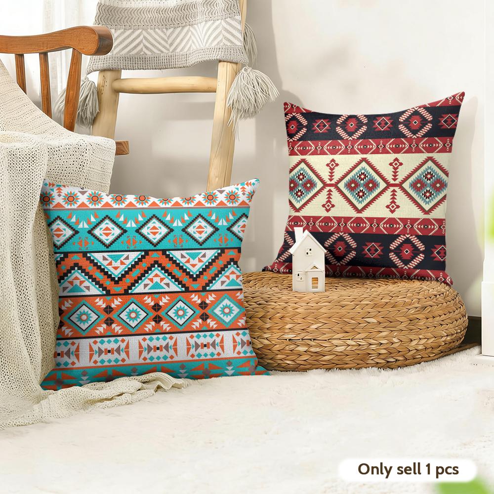 Federa Cuscino Pittura Bohemia Moda Federa Cuscino Lino Estiva Federa Cuscino Tessuto Biologico Stampa Double Face Divano Arredamento Casa