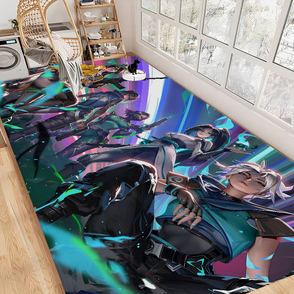 Game V-Valorant Hallway Carpet Washable Non-Slip Living Room Sofa Chairs Area Mat Kitchen Doormat Area Rug