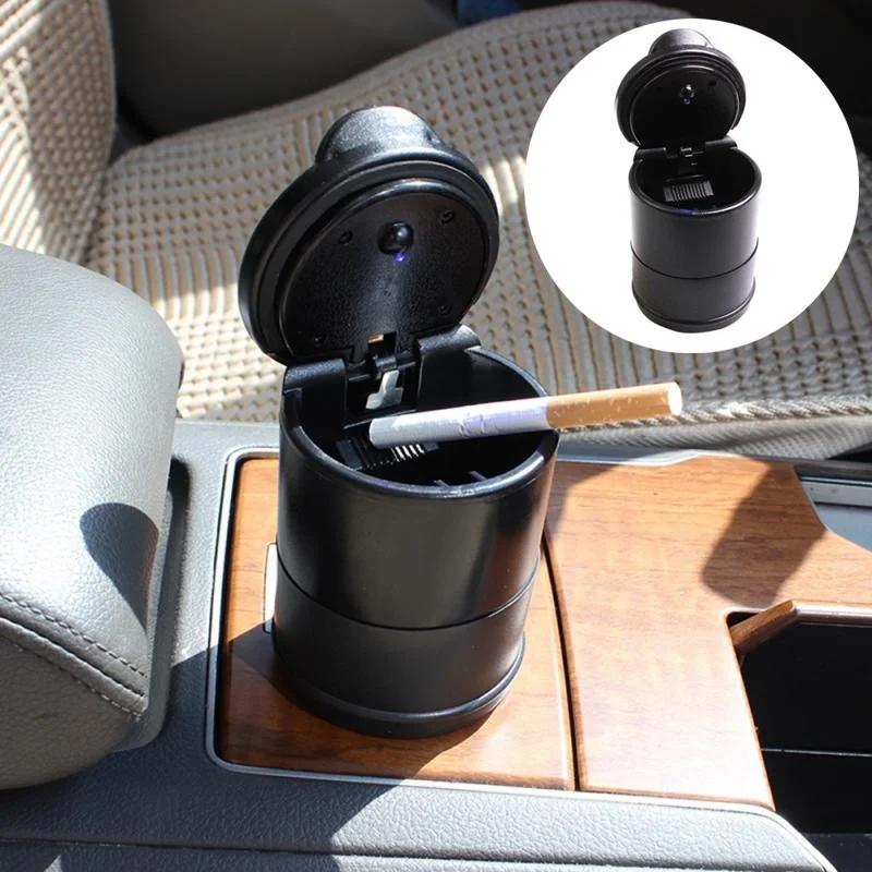 1pcs Car Ashtray With LED Light Cigarette Cigar Ash Tray Container Smoke Ash Cylinder Smoke Cup Holder Decor Auto Accessories