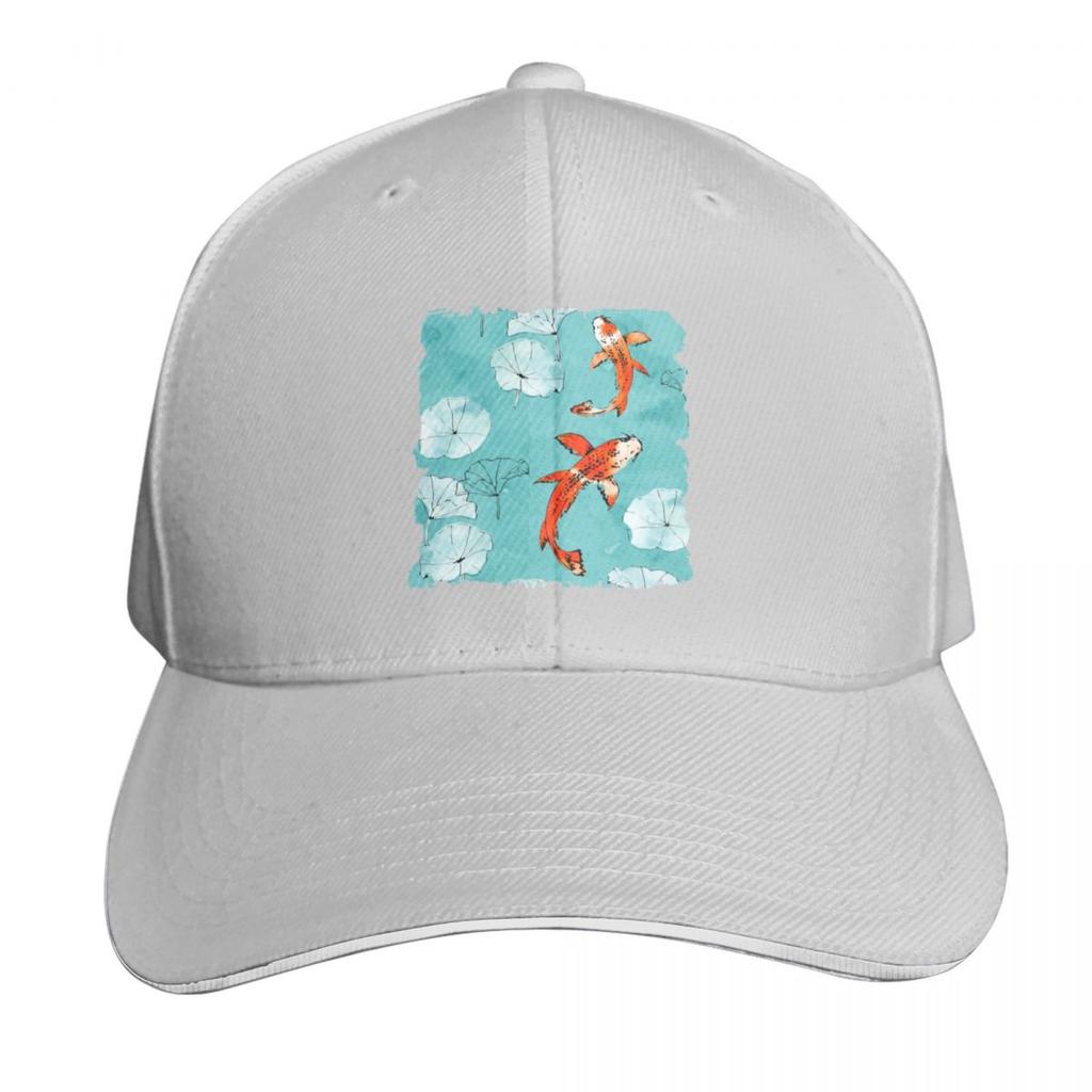 Waterlily Koi In Turquoise Baseball Cap Unisex Hat Sunhat Designer Hat Ball Cap Trucker Hats For Unisex Womens