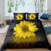 Yellow Flower Duvet Cover Set Sunflower Bedclothes Sunflower Fields With Sunset Printed Botanical Flowers Polyester Bedding Set