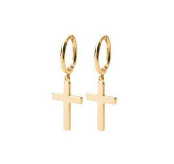 Lee Joon Gi Ai Wang Men s Cross BTS Earrings with Smooth Surface