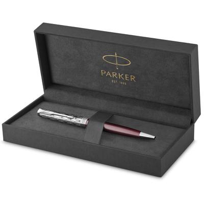 Parker Bolígrafo Sonnet Premium Metal Rojo CT Punta Media Caja de Regalo Producto Original Importado 2119783 y Base de Aceite