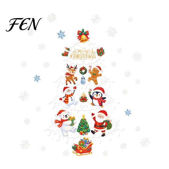 Festive Shop Window Decorations Reusable Christmas Clings, Double Sided PVC Static Glass Stickers, Snowman Snowflake Elk Holiday Decoration for Doors