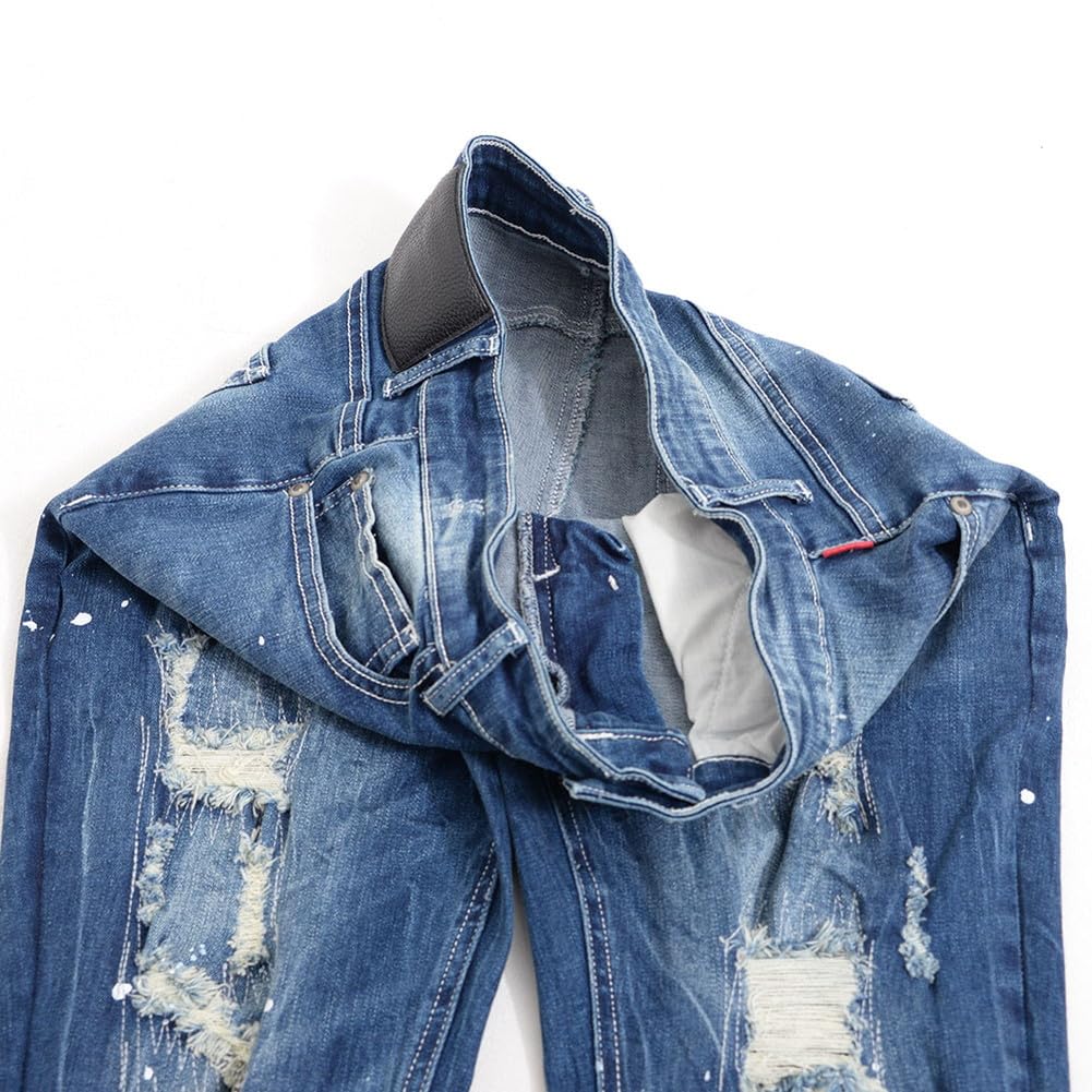 SILVER BULLET Skinny Slim Fit Denim Jeans with Paint and Repair Slim Blue Unisex CavariA Men's Finish, Stretch, Fit, Sax, Fashion, CANG24-50 (Size