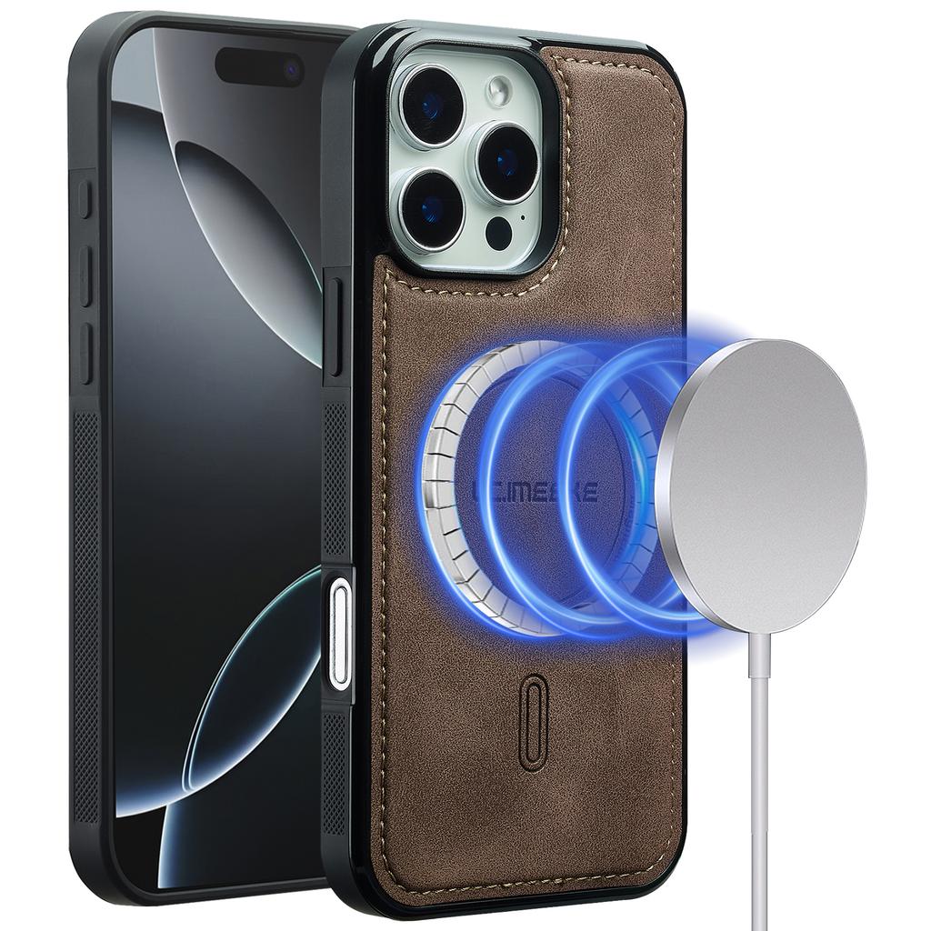 LC.IMEEKE L6 For iPhone 16 Pro Max Case PU Leather Coated PC TPU Phone Cover Compatible with MagSafe