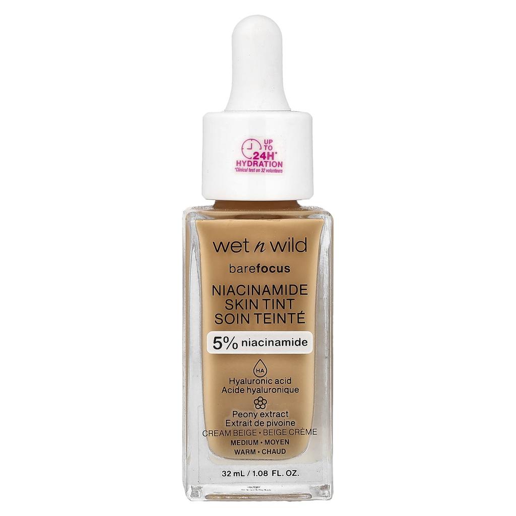 Wet N Wild Barefocus, Niacinamide Skin Tint, 1116319 Cream Beige, 32ml (1.08fl Oz)
