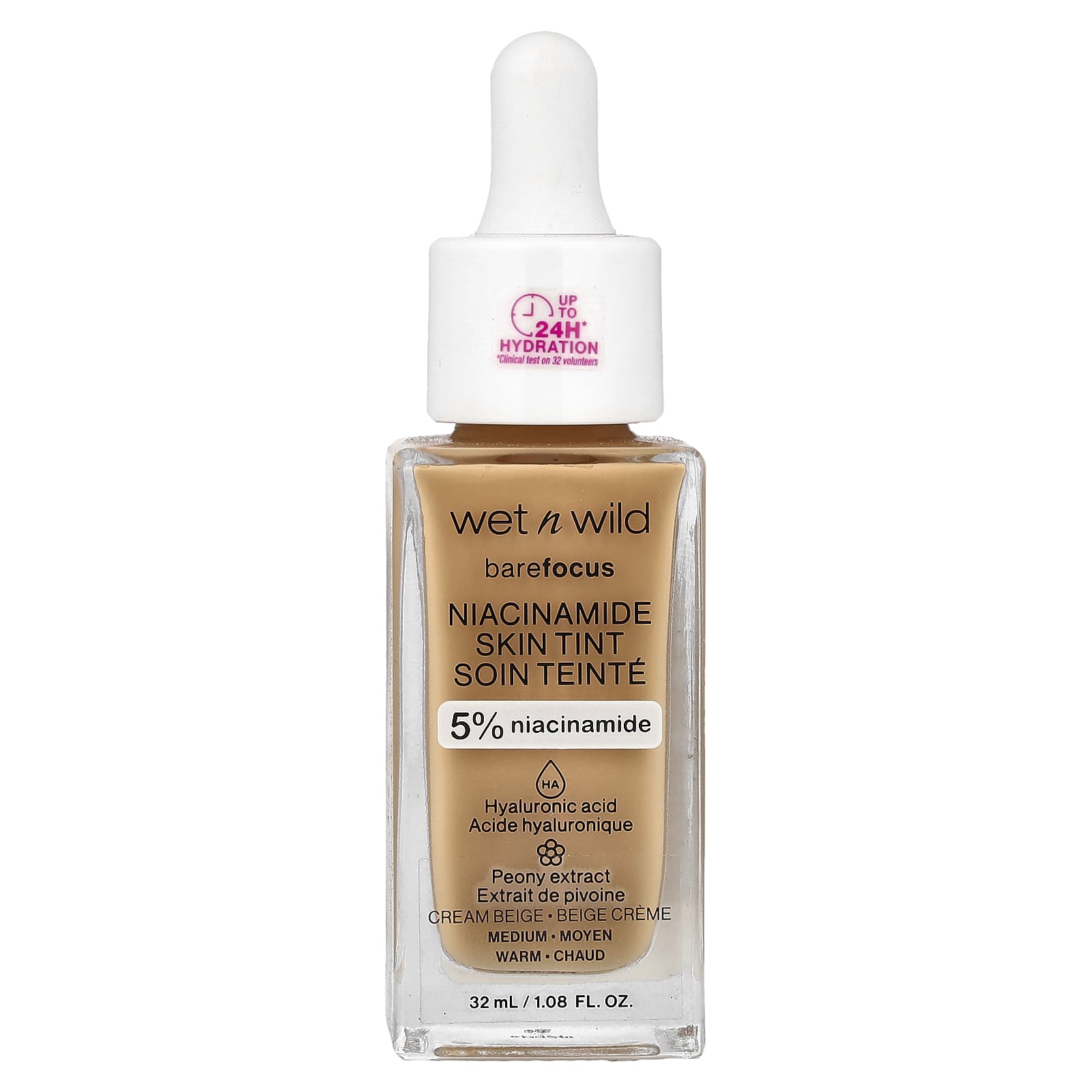 

Wet n Wild, Barefocus, Niacinamide Skin Tint, 1116319 Cream Beige, 32ml (1.08fl oz)