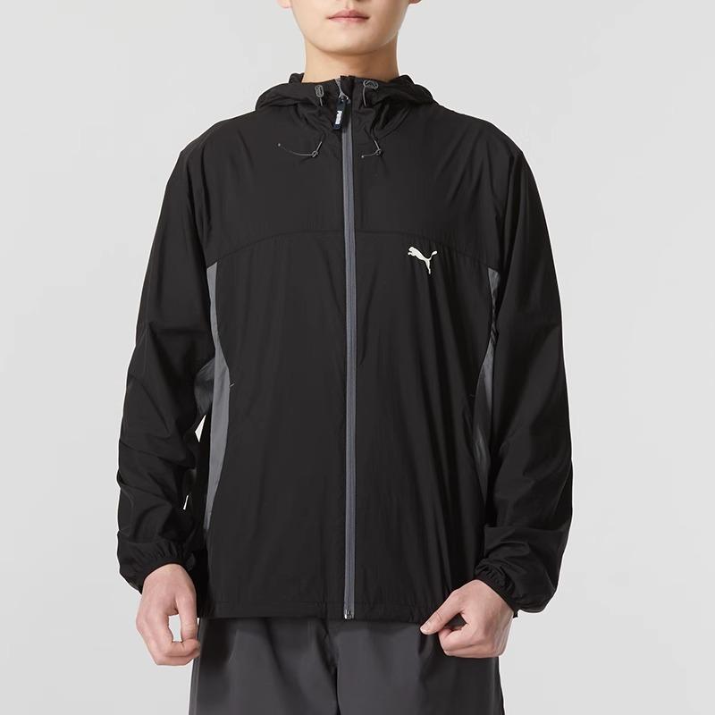 Puma Color Block Lightweight Casual Woven Hooded Long Sleeve Jacket Men Jacket Black 628370-01